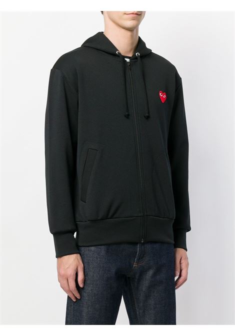zipped red emblem hoodie unisex COMME DES GARÇONS PLAY | AX-T172-0511